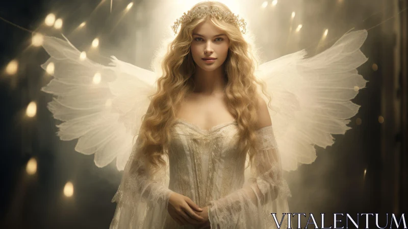 AI ART Angelic Woman with Blond Hair and Angel Wings