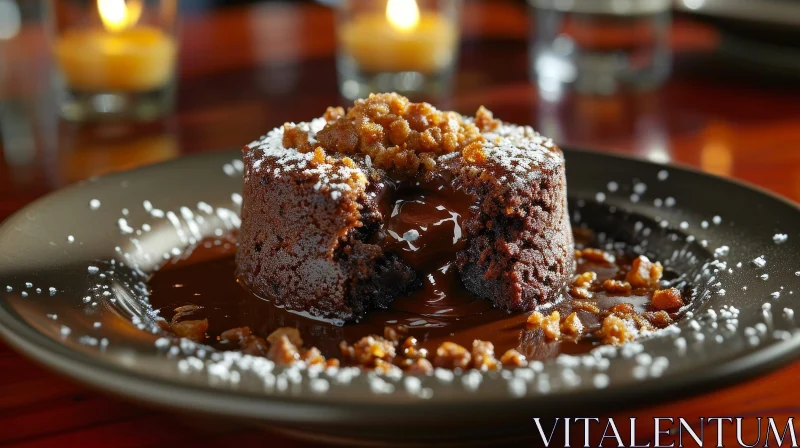 Delicious Chocolate Lava Cake with Vanilla Ice Cream AI Image