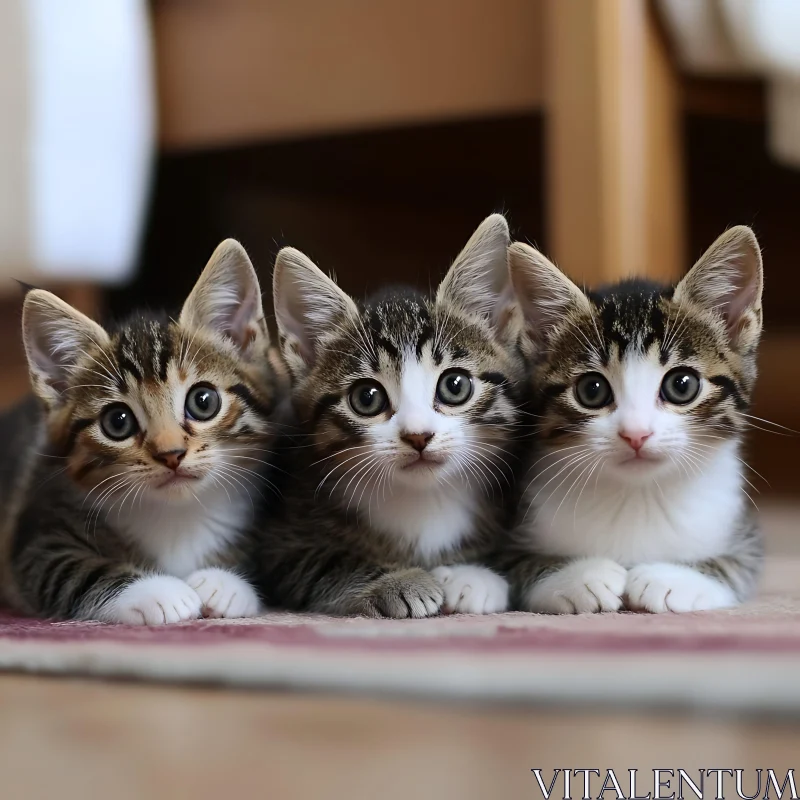 Cute Tabby Kittens Resting Indoors AI Image