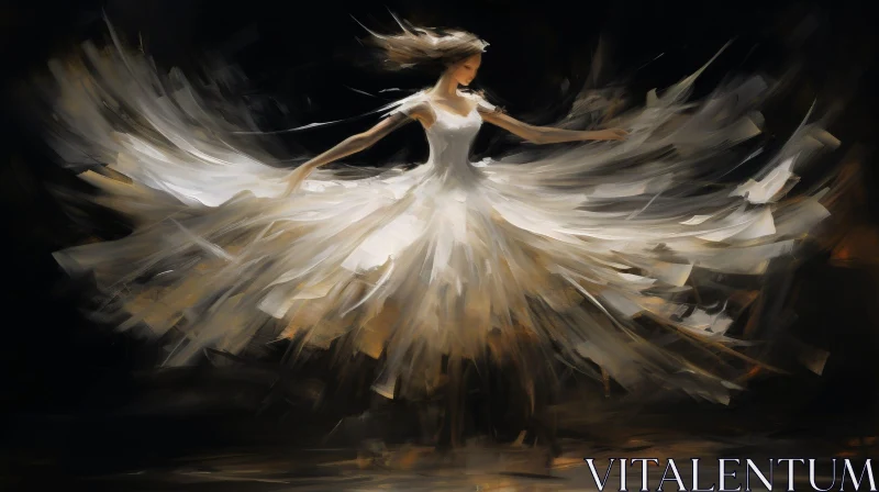 AI ART Elegant Woman Dancing in White Dress | Artistic Painting