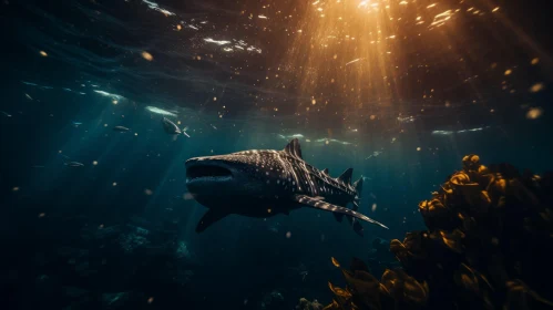 Powerful Shark Swimming in an Enchanting Underwater World