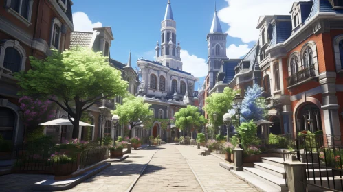 Urban Charm: A Baroque-Inspired Street Scene Rendered in Fairy Academia Style