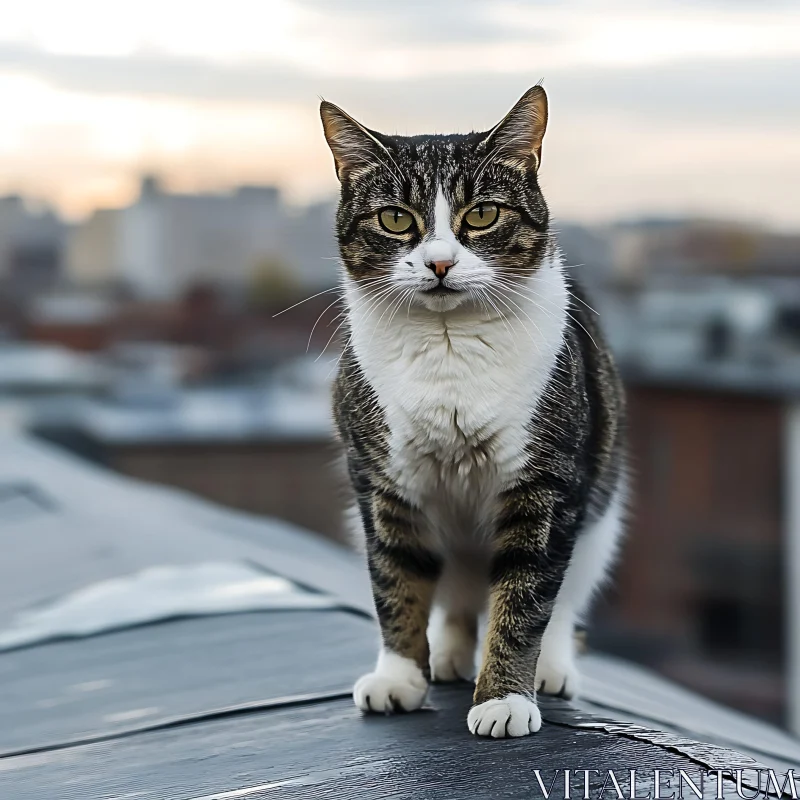 Urban Cat Portrait at Sunset AI Image