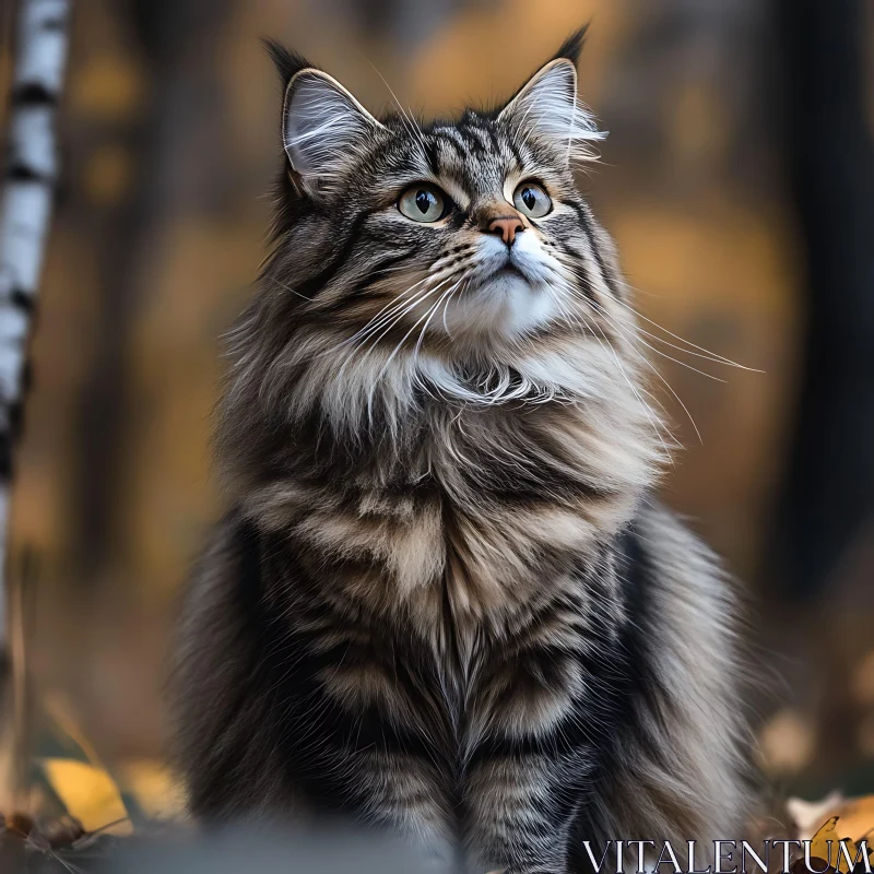 Autumn Forest Cat Portrait AI Image