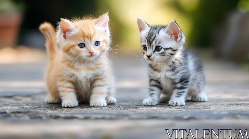 Cute Kittens on Stone Pavement AI Image