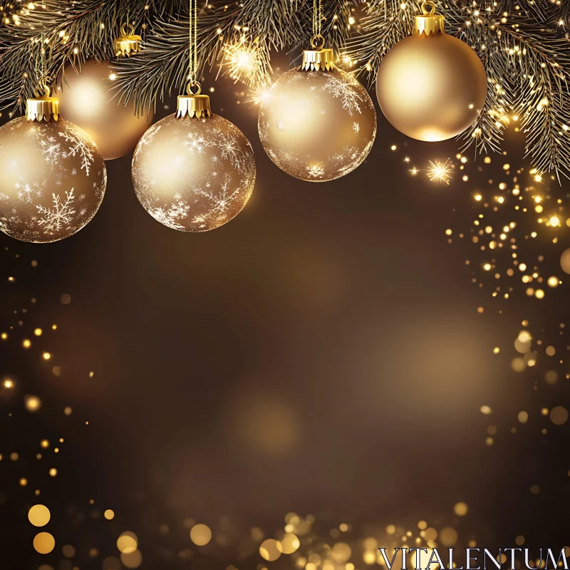 Festive Golden Holiday Decorations AI Image