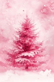 Dreamy Pink Tree with Snowflakes