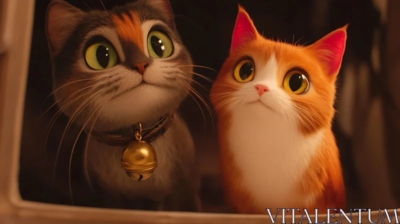 Adorable Cats with Big Eyes AI Image