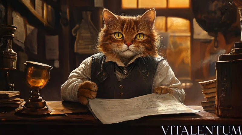 AI ART Whimsical Cat in Historical Setting