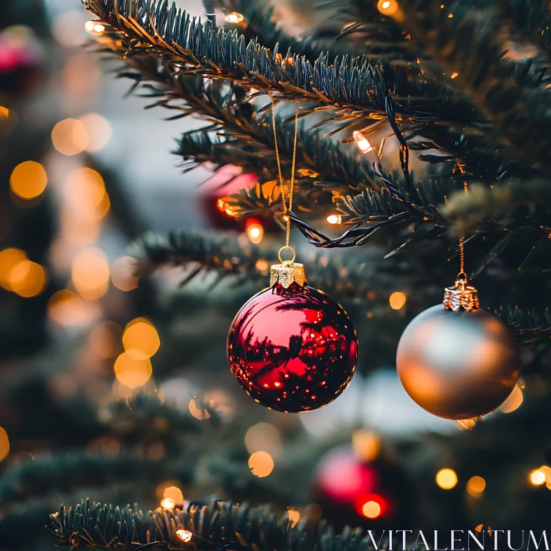 Festive Christmas Tree Decorations AI Image