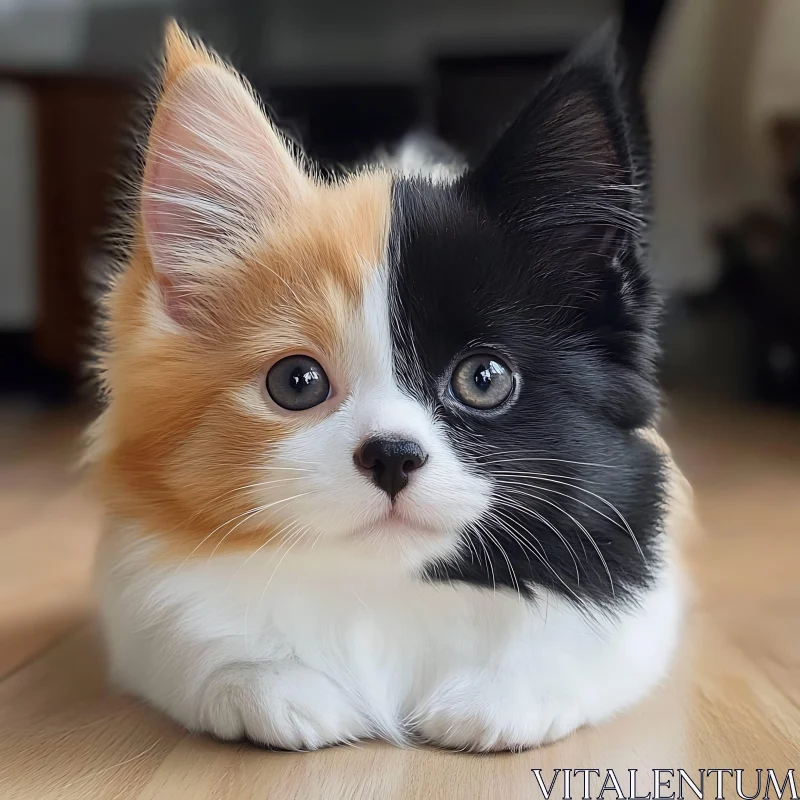 Cute Bicolor Cat with Symmetrical Features AI Image