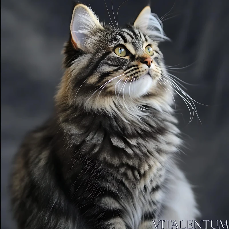 Portrait of a Fluffy Tabby Cat AI Image