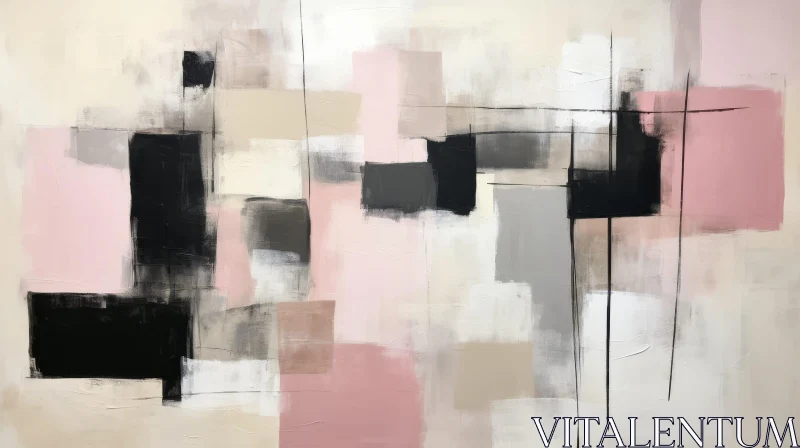 Abstract Painting on Canvas with Rectangles and Squares AI Image