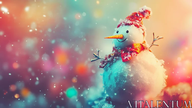 Festive Snowman in Winter Wonderland AI Image