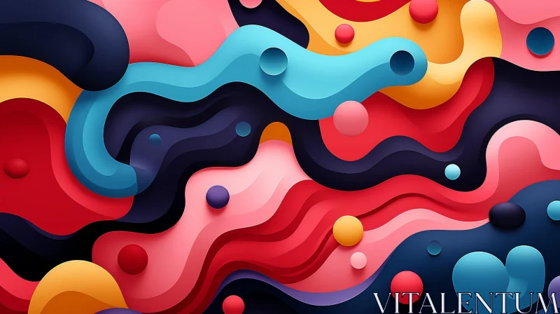 Colorful Abstract Art with Organic Shapes AI Image
