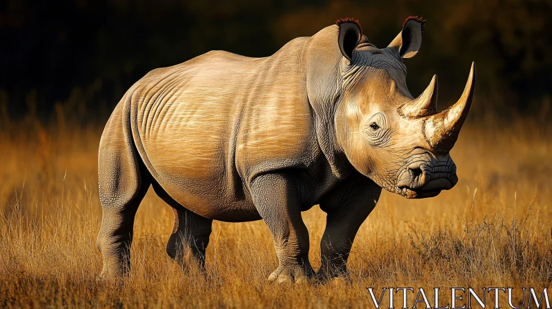 AI ART Rhinoceros in Sunlit Grassland