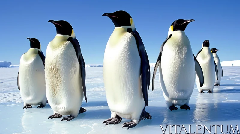 Emperor Penguins in Antarctica: Majestic Wildlife Scene AI Image
