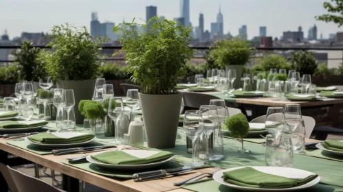 Green Outdoor Luncheon in City - An Organic Whimsical Setting