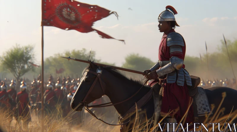 Noble Warrior on Horseback | Majestic Battle Scene AI Image