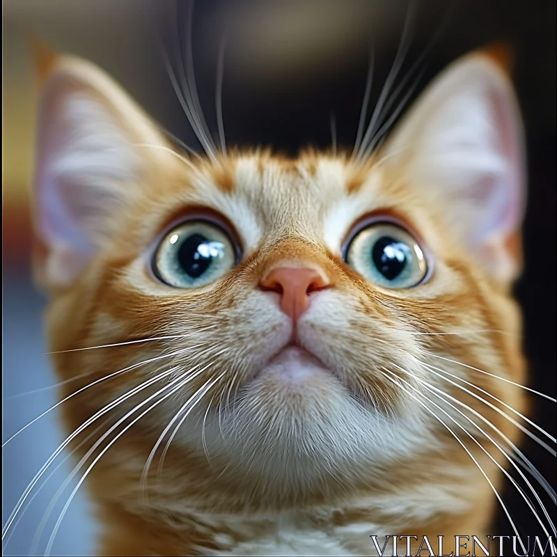 Curious Ginger Kitten with Wide Eyes AI Image