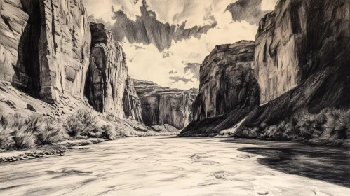 Black and White Canyon Landscape