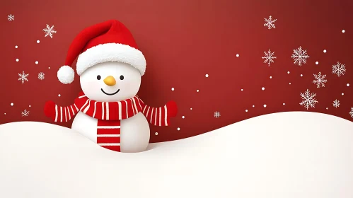 Festive Snowman in a Red and White Wonderland