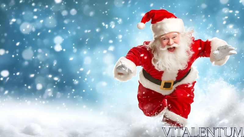 Festive Santa Claus in Snowy Wonderland AI Image