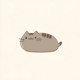 Cute Chubby Cartoon Cat Drawing