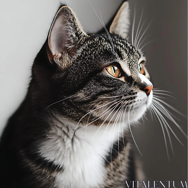 AI ART Side Profile of a Cat with Golden Eyes and Textured Fur