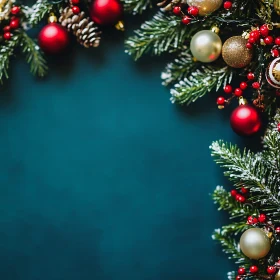 Holiday Pine Branches with Baubles and Berries