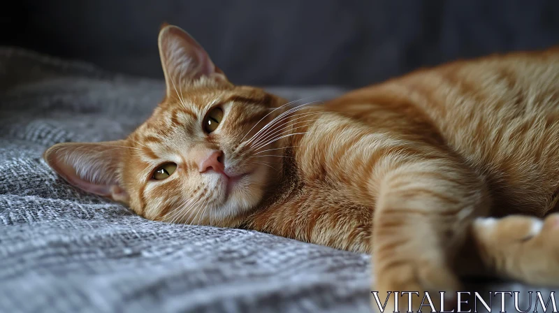 Charming Ginger Cat Resting Peacefully AI Image