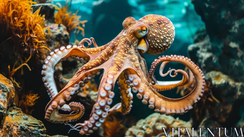 Captivating Octopus in Crystal-Clear Waters | Sea Life Photography AI Image
