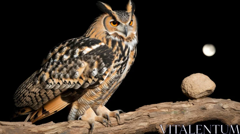 Enchanting Owl Photograph on Branch | Dark Background AI Image