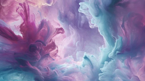 Ethereal Abstract Painting with Blue, Purple, and Pink Swirls