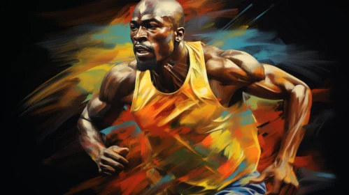 Male Sprinter Painting - Determined Athlete Artwork