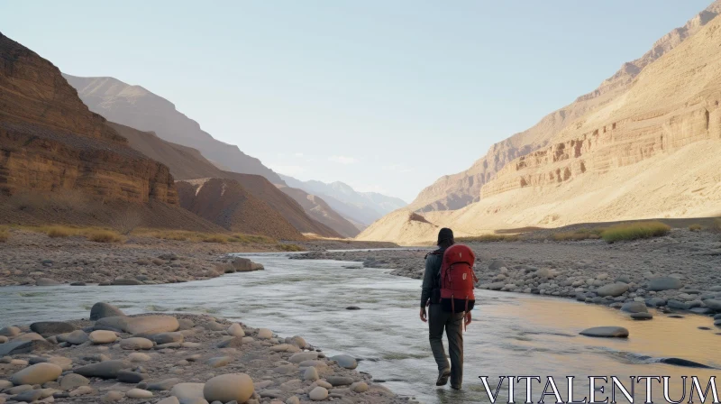 Serene River and Majestic Mountains: A Captivating Nature Scene AI Image