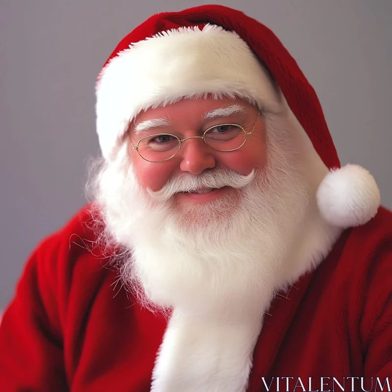 Festive Santa with White Beard and Glasses AI Image