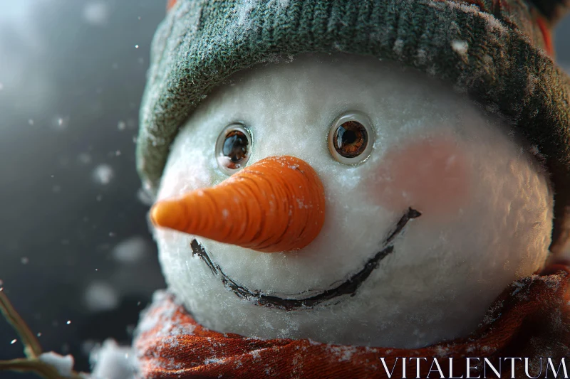 Smiling Snowman with Carrot Nose AI Image