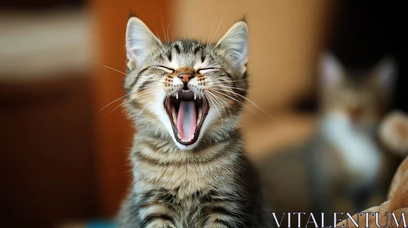 Charming Yawning Kitten Image AI Image