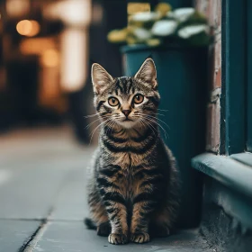 Cute Tabby Kitten in Cozy Urban Setting