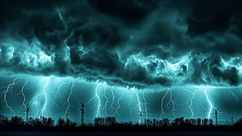 Breathtaking Blue Lightning in a Post-Apocalyptic Setting