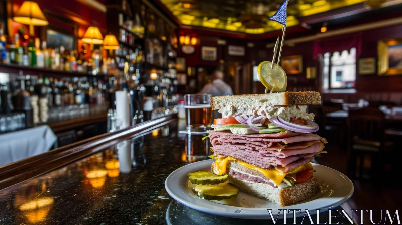 Delicious Sandwich on a White Plate | Restaurant or Pub Scene AI Image