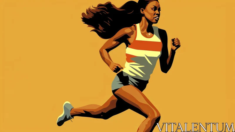 AI ART Female Runner Vector Illustration - Dynamic Sports Artwork