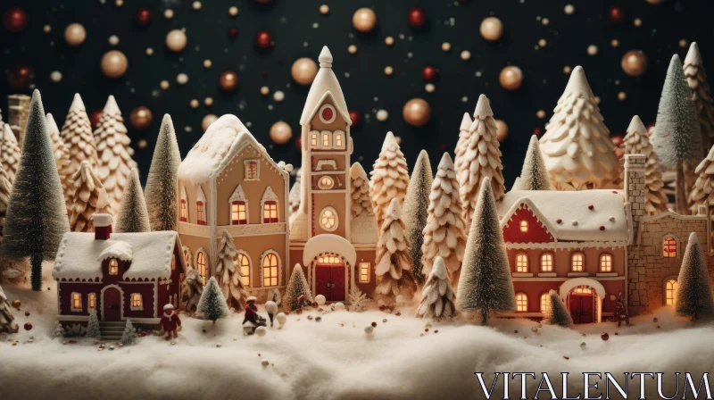 Realistic Gingerbread Village in Chiaroscuro Lighting AI Image