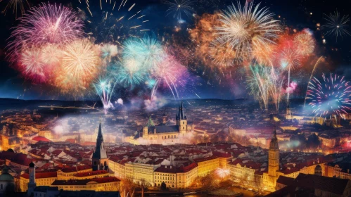 Spectacular Fireworks Display in Prague | Immersive Collage Art