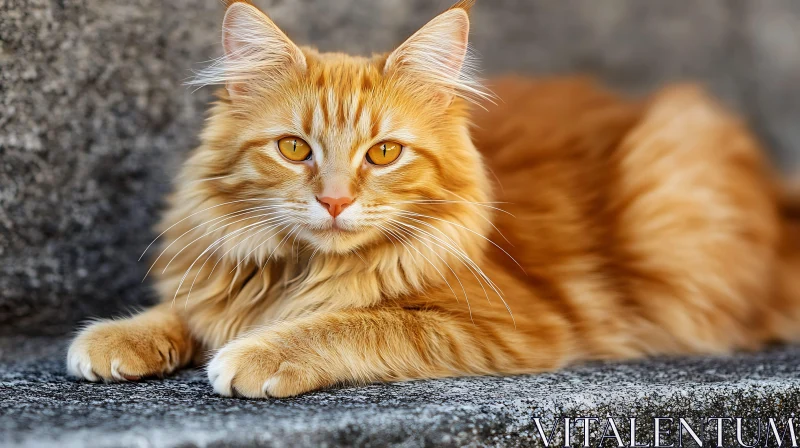 Adorable Orange Feline Resting AI Image