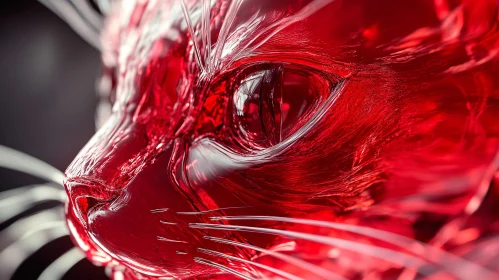 Intricate Red Cat Sculpture in Abstract Art