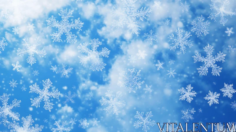 Snowflakes in a Blue Sky AI Image