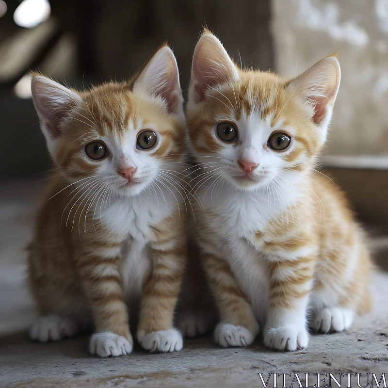 Cute Orange Kittens Sitting Side by Side AI Image