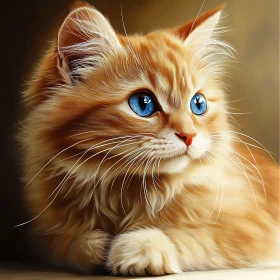 Adorable Feline with Golden Fur and Expressive Blue Eyes